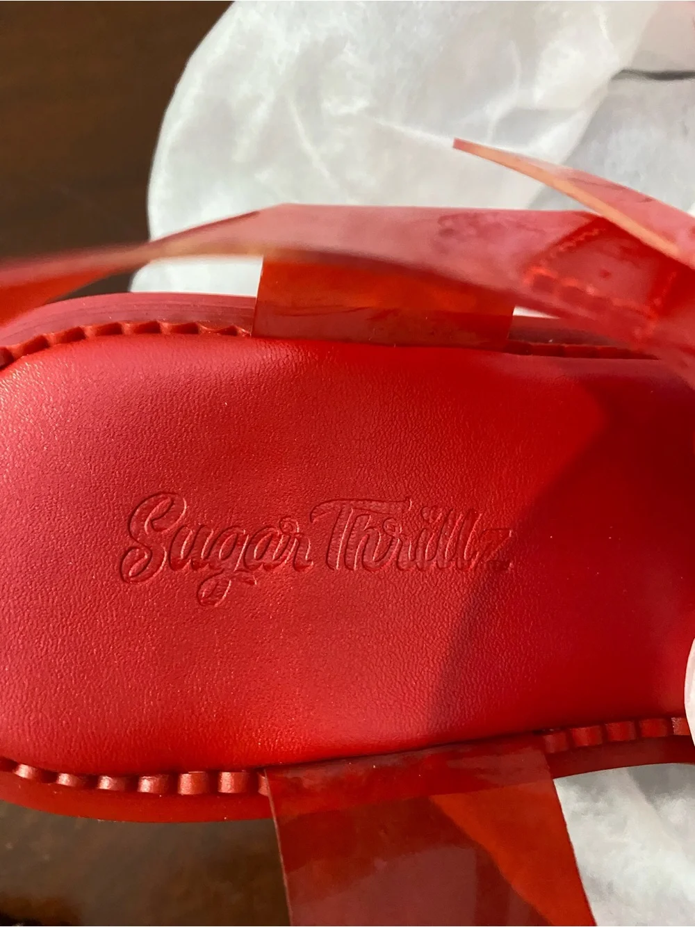 Sugar Thrillz Red Platform Sandal with Strawberry Charm